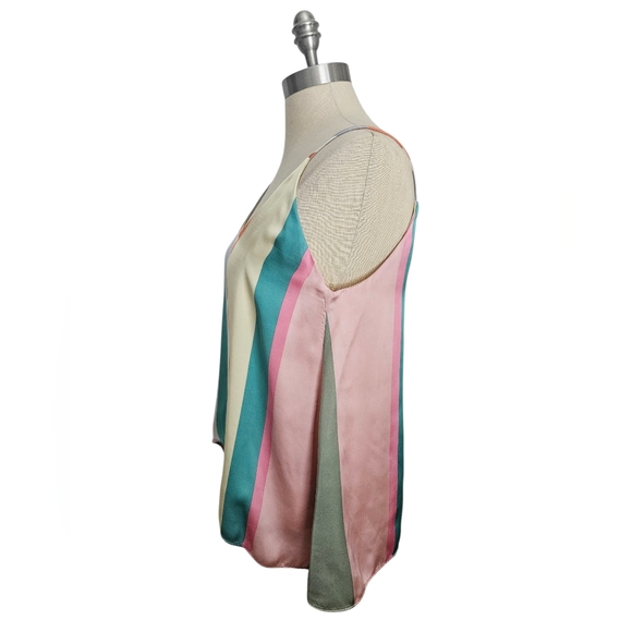 ZARA Multicolor Striped Spaghetti Strap Satin Top | SZ M - Picture 4 of 11